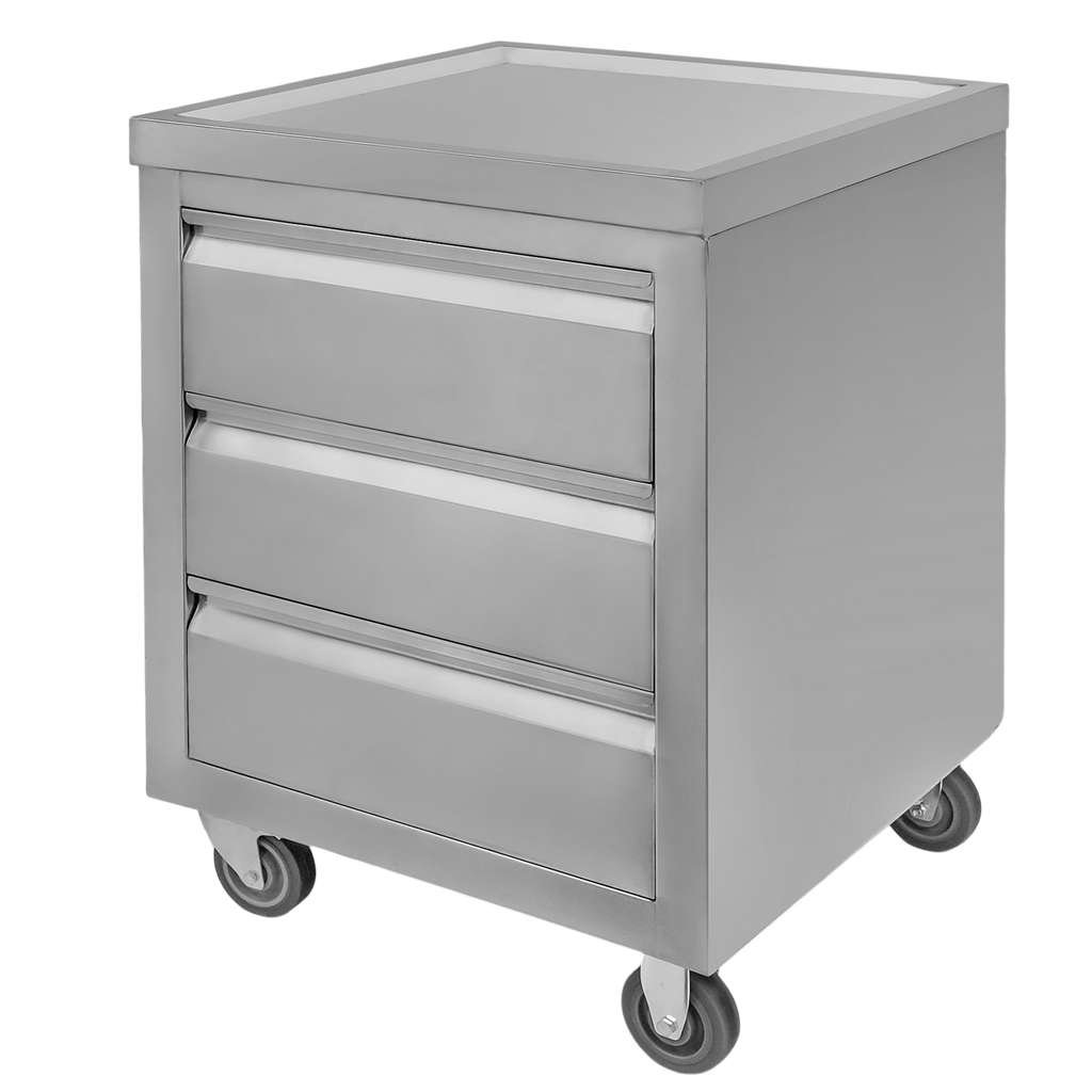 Mobili nerūdijančio plieno spintelė su 3 stalčiais Mega-M 60×60×85 cm