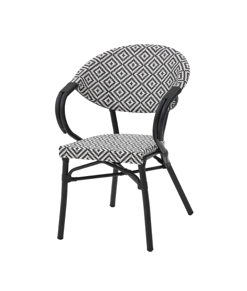 Lauko kėdė Camillo TX.0179 – juoda ir balta